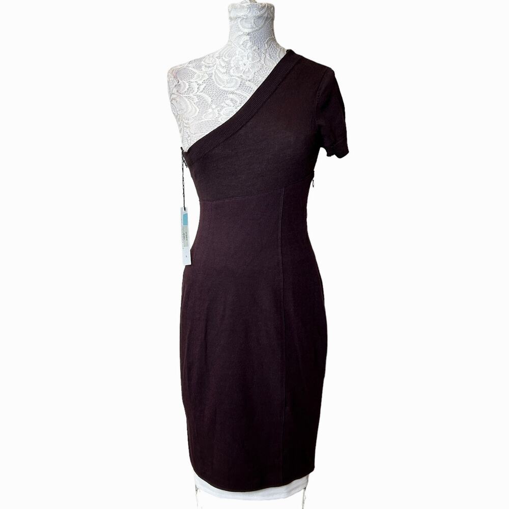 Susana Monaco One Shoulder Mixed Media Dress Short Sleeve Purple Women Small NWT